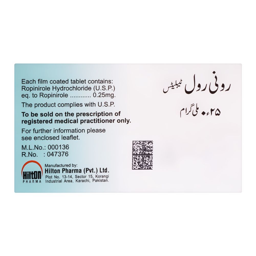 Hilton Pharma Ronirol Tablet, 0.25mg, 21-Pack - Image 2