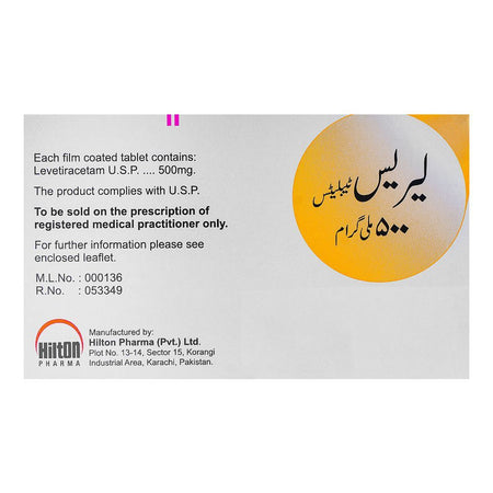 Hilton Pharma Lerace Tablet, 500mg, 10-Pack - Image 2