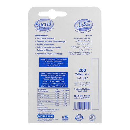 Sucral Tablet, Zero Calorie Sweetener, 200-Pack - Image 2