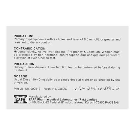 Zafa Pharmaceuticals Simvazaf Tablet, 10mg, 10-Pack - Image 2