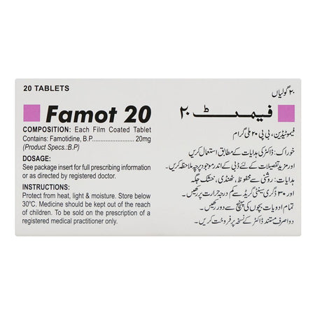 Shaigan Pharmaceuticals Famot Tablet, 20mg, 20-Pack - Image 2