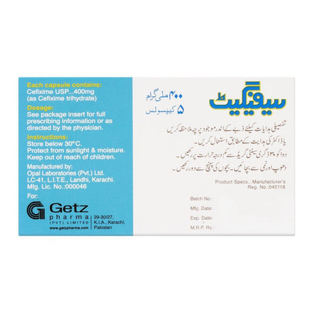 Getz Pharma Cefiget Capsule, 400mg, 5-Pack - Image 3
