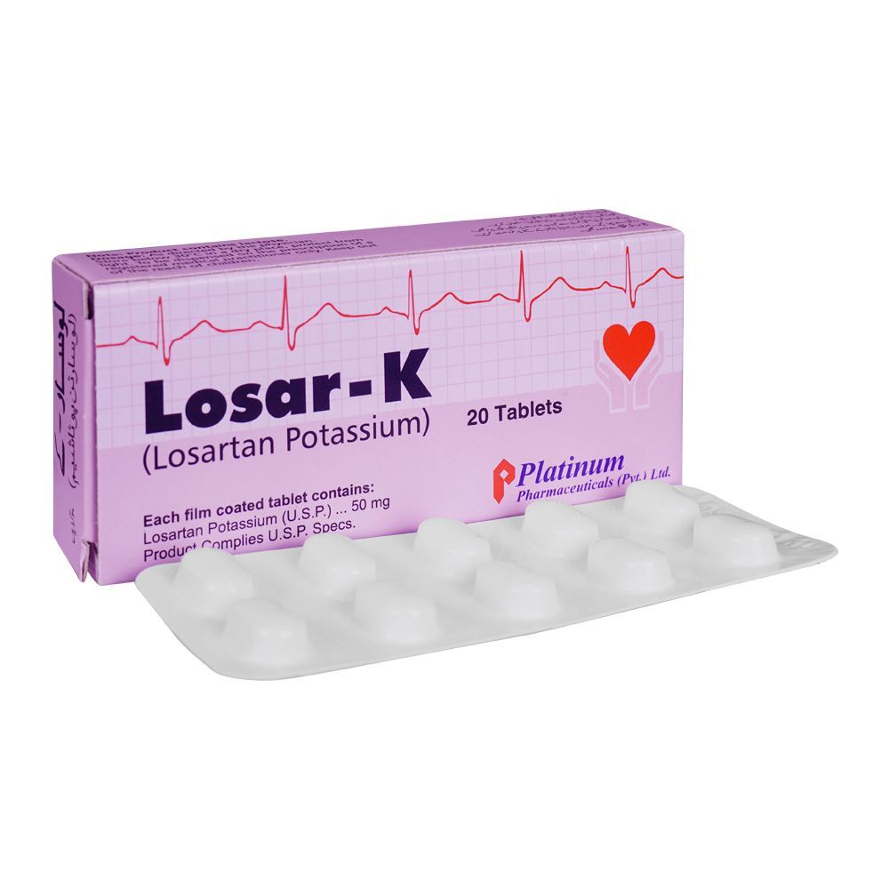 Platinum Pharmaceuticals Losar-K Tablet, 50mg, 20-Pack - Main Image