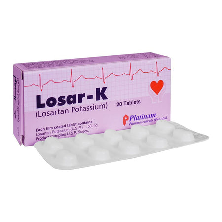 Platinum Pharmaceuticals Losar-K Tablet, 50mg, 20-Pack - Main Image
