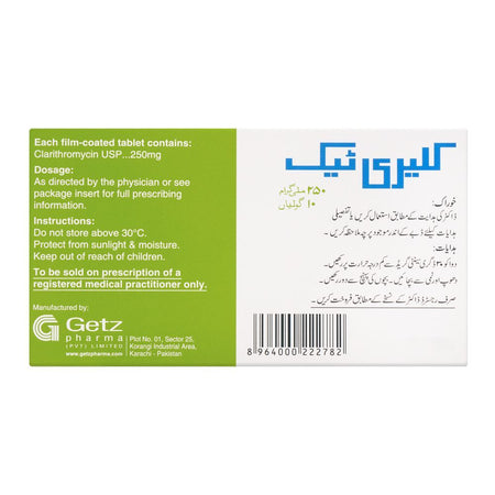 Getz Pharma Claritek Tablet, 250mg, 10-Pack - Image 3