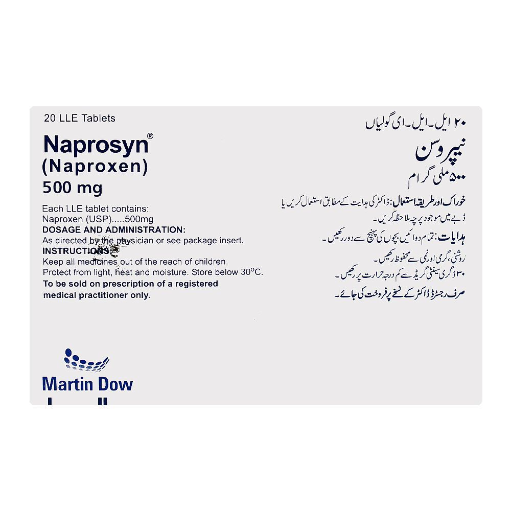 Martin Dow Naprosyn LLE Tablet, 500mg, Box - Image 2