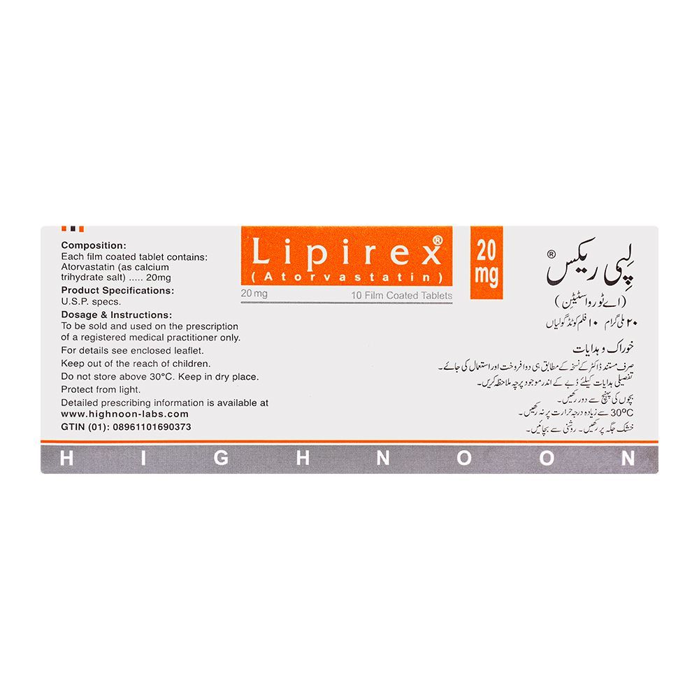 Highnoon Laboratories Lipirex Tablet, 20mg, 10-Pack - Image 2