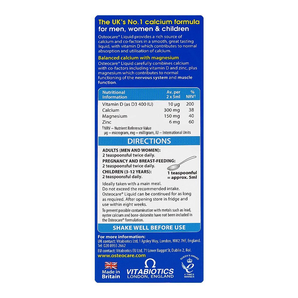 Vitabiotics Osteocare Syrup, 200ml - Image 3