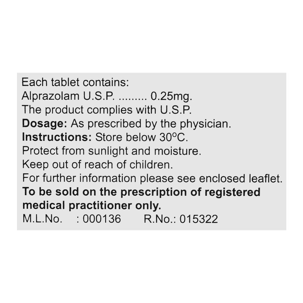 Hilton Pharma Alp Tablet, 0.25mg Strip, 10 Tablets - Image 4