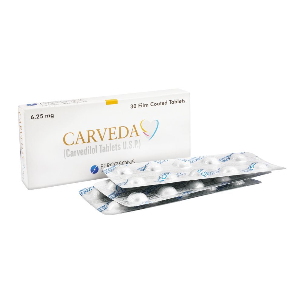 Ferozsons Laboratories Carveda Tablet, 6.25mg, 30-Pack - Main Image