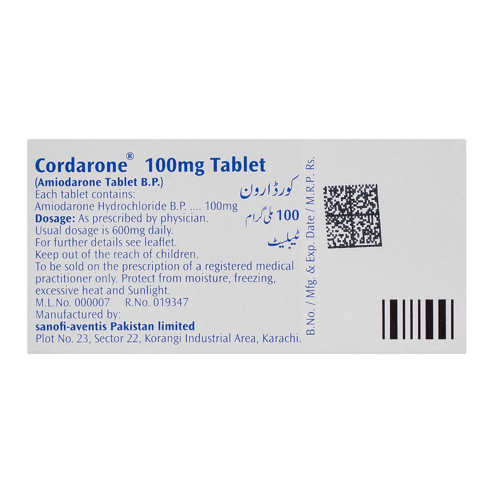 Cordarone Tablet, 100mg, 28-Pack - Image 2
