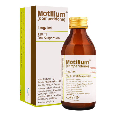 Aspin Pharma Motilium Oral Suspension, 1mg/1ml, 120ml - Main Image