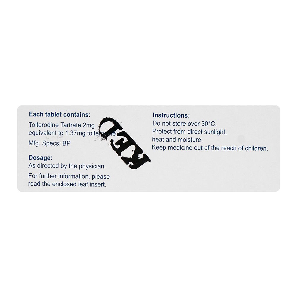 OBS Pharmaceuticals Detrusitol Tablet, 2mg, 20-Pack - Image 3
