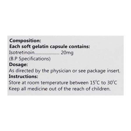 Crystolite Pharmaceuticals Oratane Capsule, 20mg, 1-Strip - Image 4
