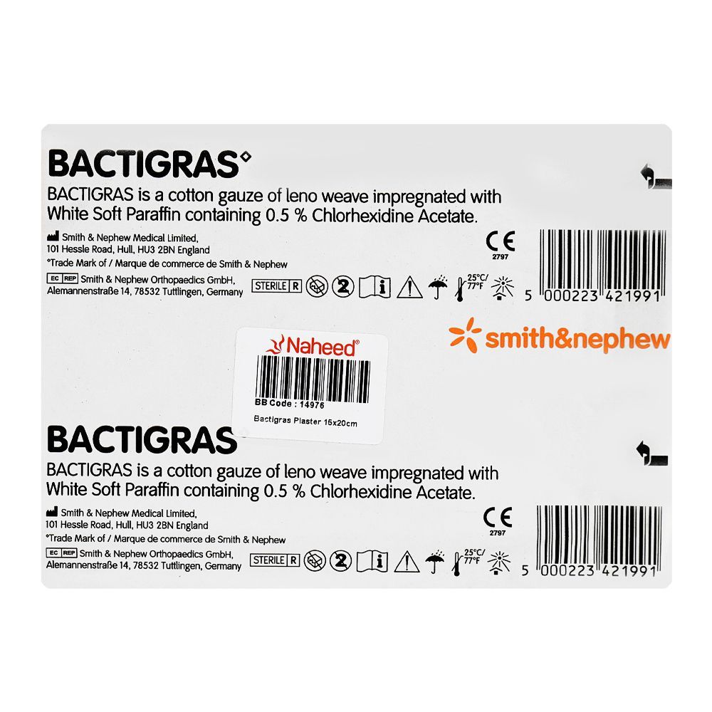 Smith & Nephew Bactigras Plaster, (5.9 X 7.8 Inches) - Image 2