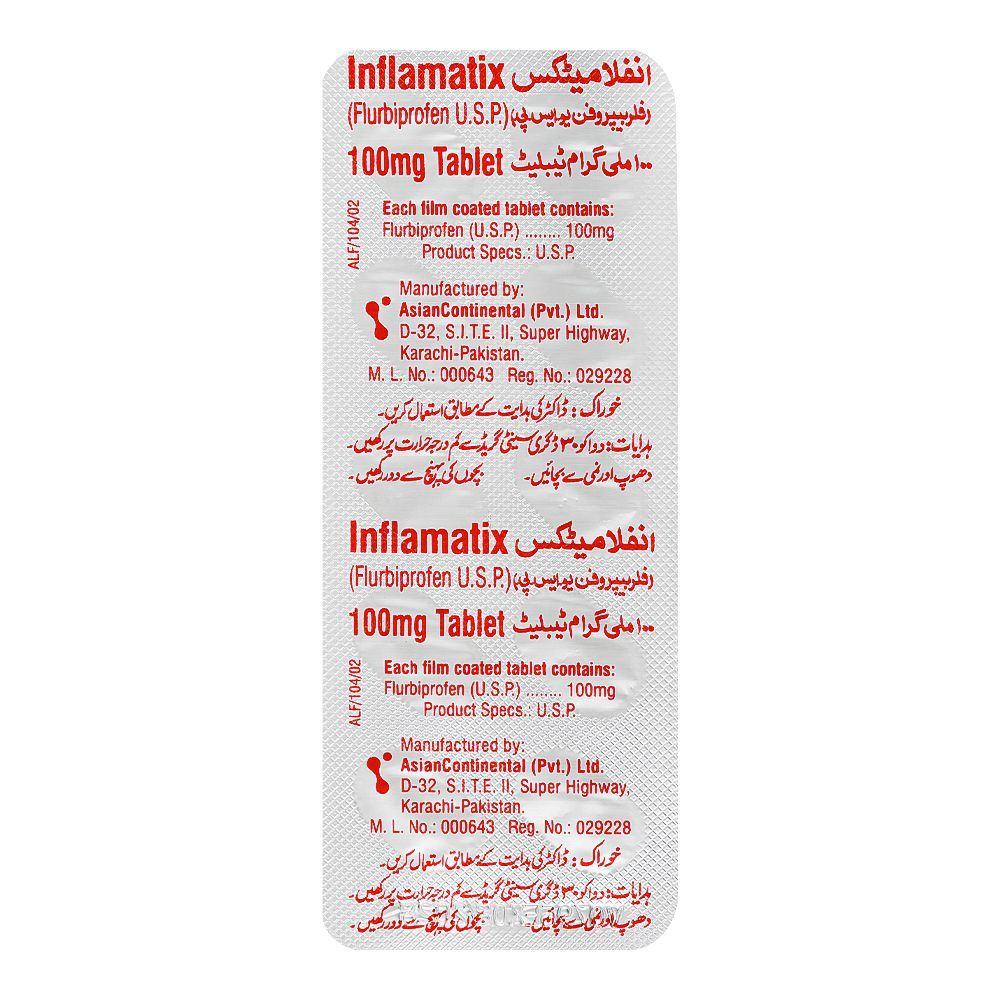 AsianContinental Inflamatix Tablet, 100mg, 1-Strip - Image 2
