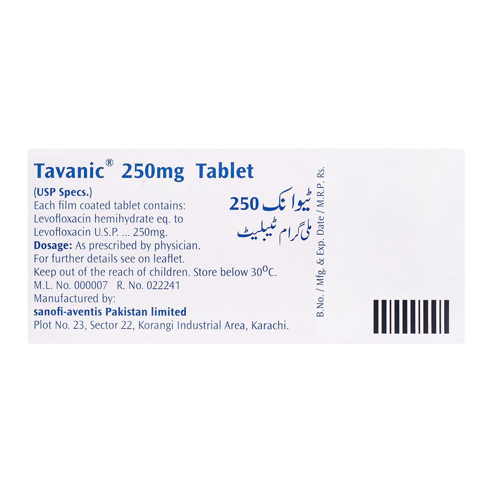 Sanof-Aventis Tavanic Tablet, 250mg, 10-Pack - Image 2