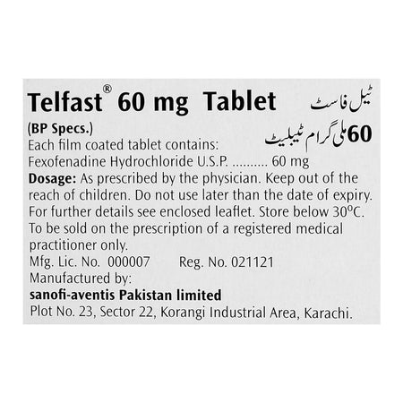 Telfast Tablet, 60mg, 14-Pack - Image 4