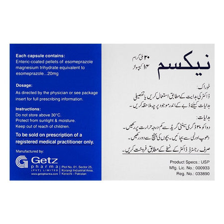 Getz Pharma Nexum Capsule, 20mg, 1-Strip - Image 2