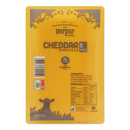 Nurpur Cheddar Cheese Slices, 10-Pack, 200g - Main Image