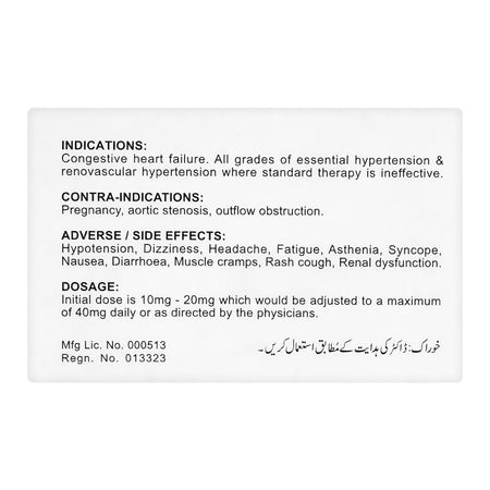 Zafa Pharmaceuticals Cardace Tablet, 10mg, 20-Pack - Image 2