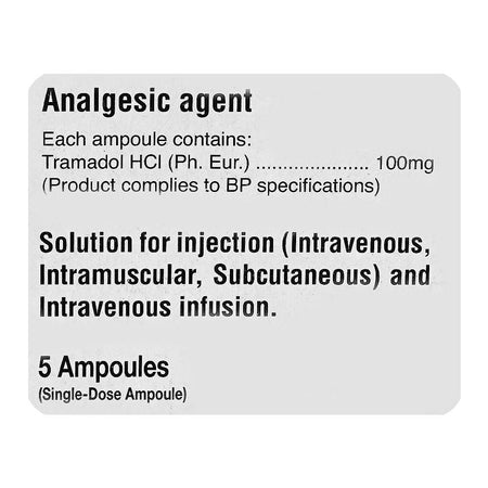 Searle Tramal Injection, 100mg, 5-Doses - Image 4