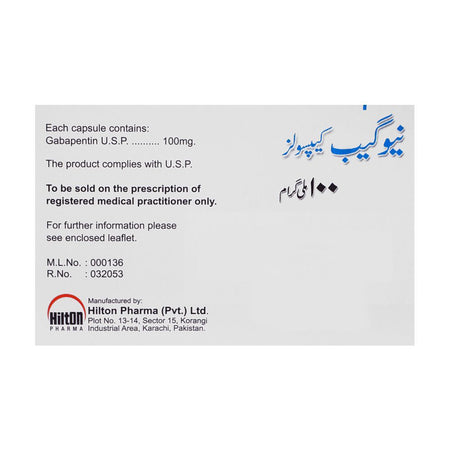 Hilton Pharma Neogab Capsule, 100mg, 1-Strip - Image 2