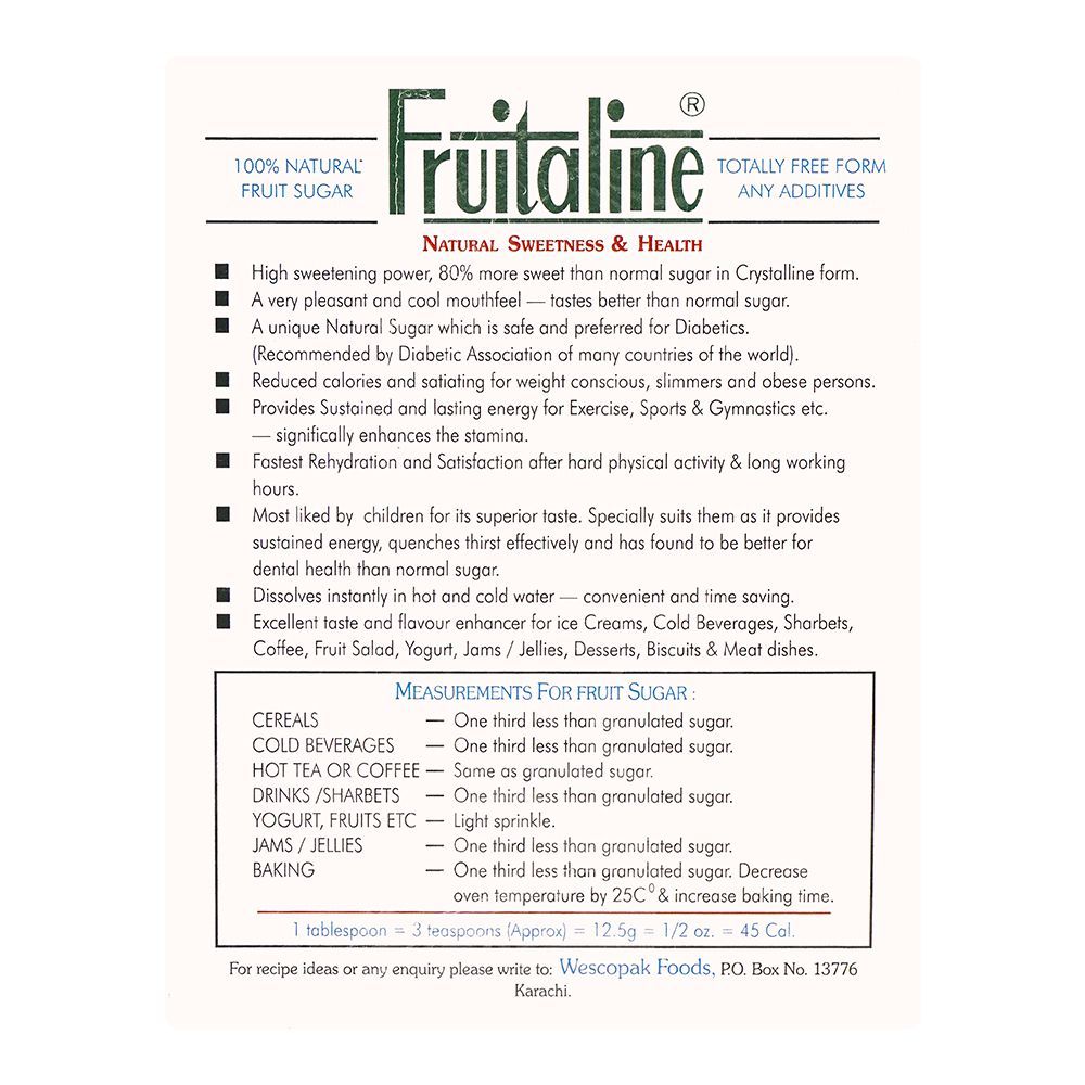 Fruitaline Fruit Sugar, 200g - Image 4