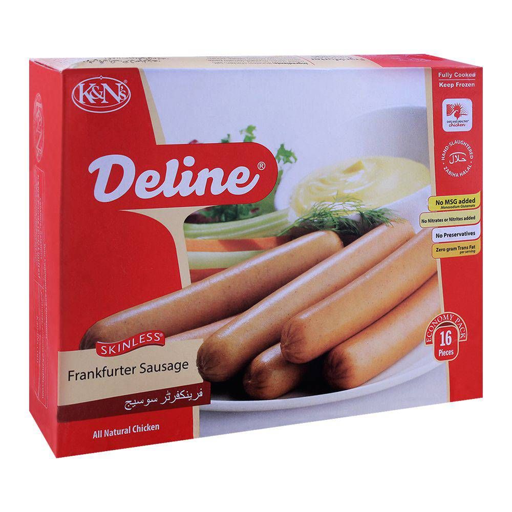 K&N's Deline Frankfurter Sausages, Chicken, Skinless, 720g - Main Image