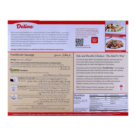 K&N's Deline Frankfurter Sausages, Chicken, Skinless, 720g - Image 2