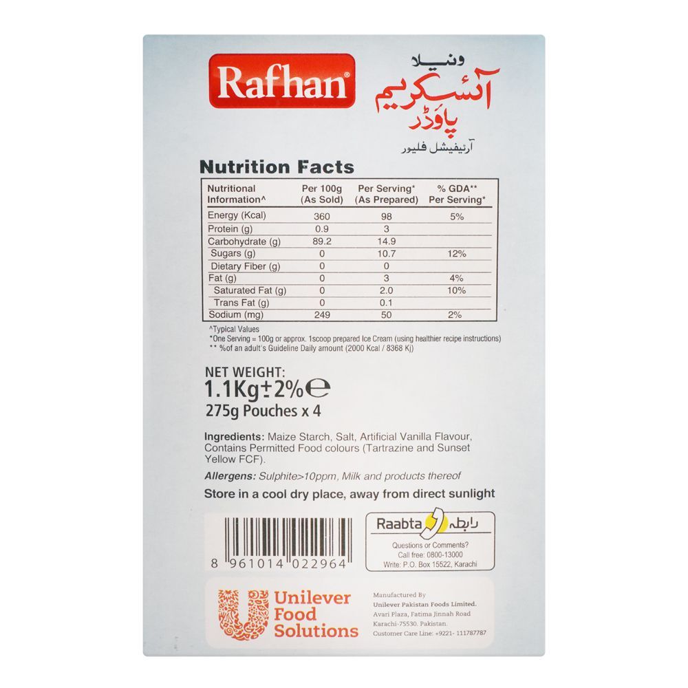 Rafhan Vanilla Ice Cream Powder, 4 Portions Pack, 1.1 KG - Image 5