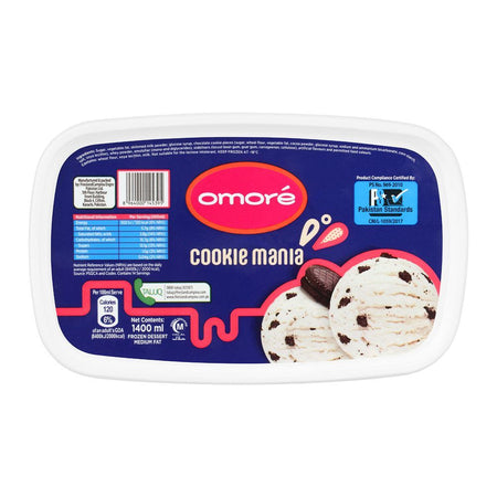 Omore Cookie Mania Frozen Dessert, Tub, 1400ml - Main Image