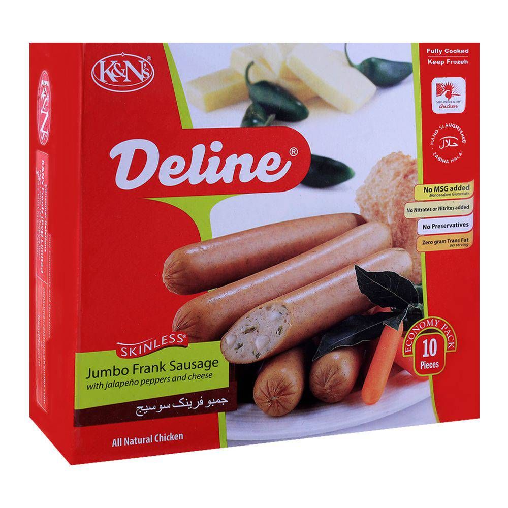 K&N's Deline Jumbo Frank Sausages, with Jalapeno peppers and Cheese, Chicken, 10-Pack, 740g - Main Image