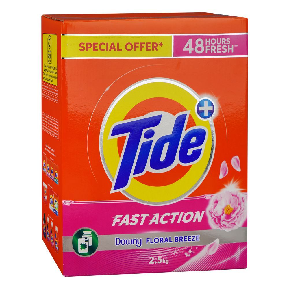Tide Fast Action Downy Floral Breeze Detergent Washing Powder, 2.5kg Box - Main Image