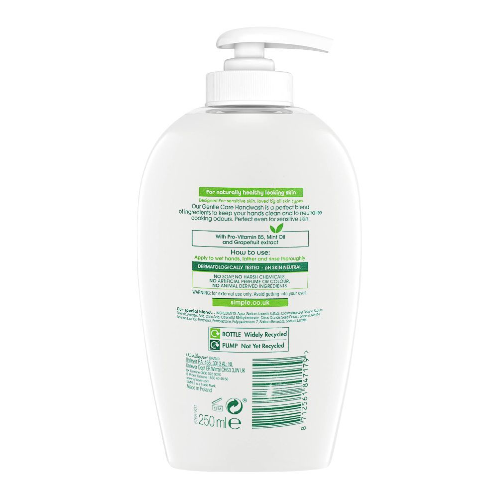 Simple Kind To Skin Gentle Care Anti Bacterial Hand Wash, Sensitive Skin Experts, 250ml - Image 2