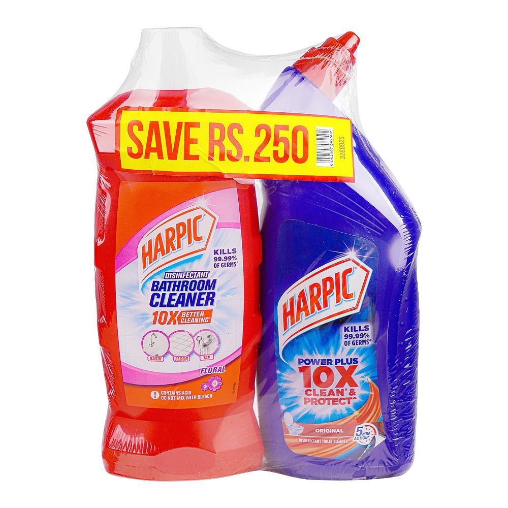 Harpic Bathroom Cleaner 900ml + Power Plus 900ml, Save Rs.250/- - Main Image