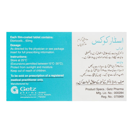Getz Pharma Starcox Tablet, 60mg, 10-Pack - Image 3