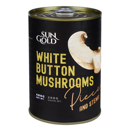 Sun Gold White Button Mushrooms Pieces & Stems, 400g Tin - Main Image