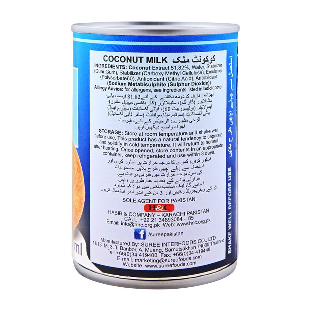 Suree Thai Coconut Milk, Rich & Creamy, 400ml - Image 2