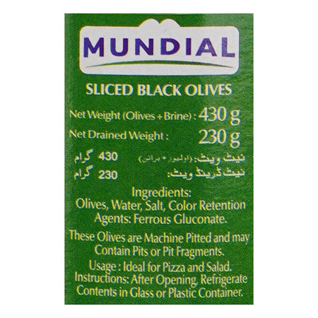 Mundial Sliced Black Olives, 430g - Image 3