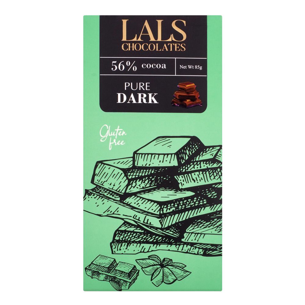 Lals Chocolate 56% Cocoa Pure Dark Gluten Free, 85g - Main Image