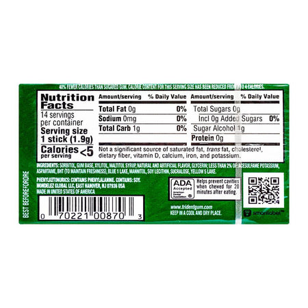 Trident Sugar-Free Gum Spearmint, 14-Pack - Image 2