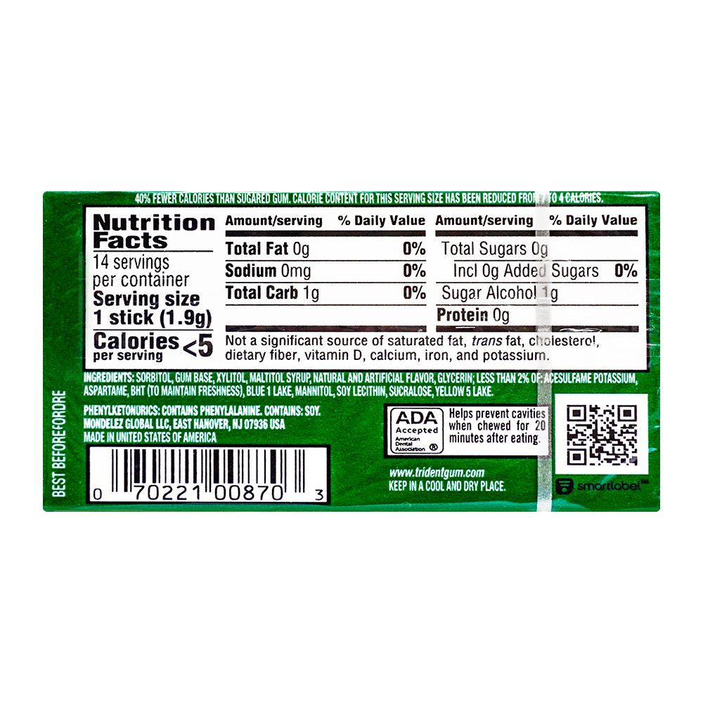 Trident Sugar-Free Gum Spearmint, 14-Pack - Image 2