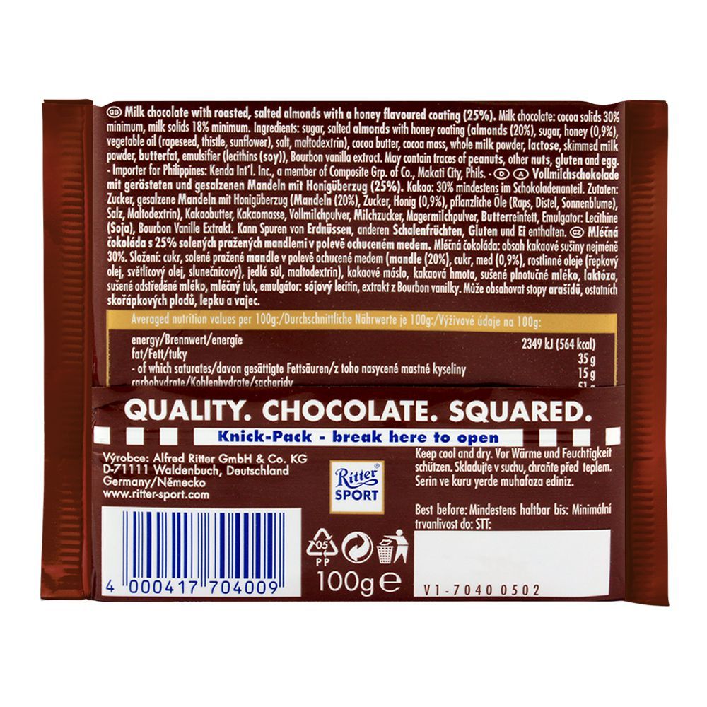 Ritter Sport Honey Salt Almonds 100gm - Image 2