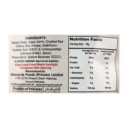 Shangrila Garlic Chilli Sauce Pouch, 400g - Image 3