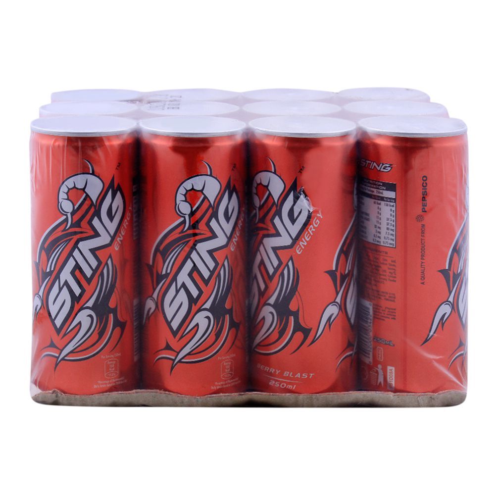 Sting Berry Blast Energy Drink 250ml, 12 Pieces - Image 2