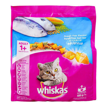 Whiskas Ocean Fish Flavor Adult Cat Food, 480g - Main Image