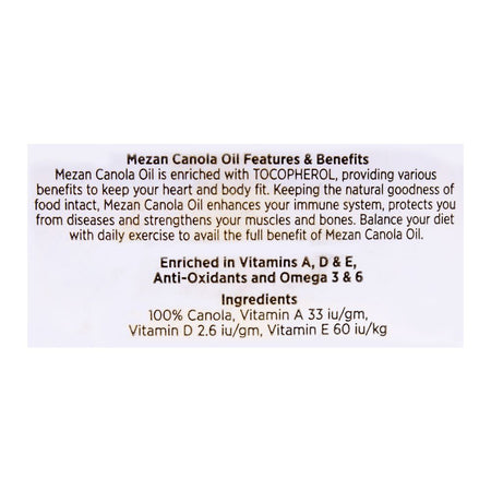 Mezan Canola Oil 1 Litre Bottle - Image 3