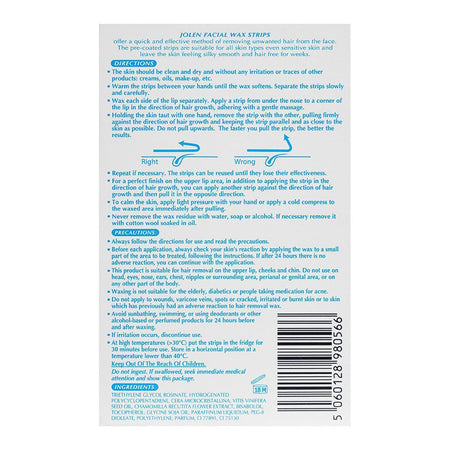 Jolen Upper Lip, Chin, Brows Face Strip Wax, 16's - Image 2