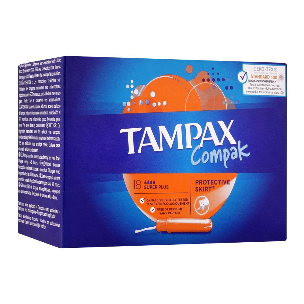 Tampax Compak Comfortable & Clean Insertion, Super Plus, 18-Pack - Main Image